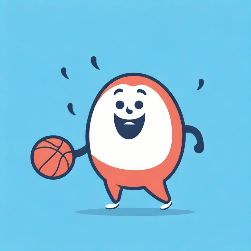 An endearing, plump casserole dish character animatedly playing basketball, designed in a dynamic style for a vector logo.