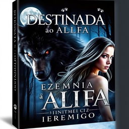 A captivating book cover for a romance novel titled 'DESTINADA ao ALFA inimigo'