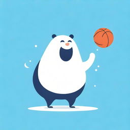 A rotund water mug character juggling a basketball, with obvious belly fat. The character is designed in a friendly and appealing manner.