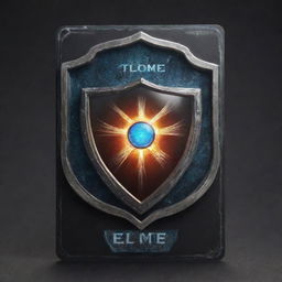 Illustrate a card named 'Telomere Shield'. It's an 'upcell' card type. The design highlights its protective role, enhancing a cell's lifespan. It glows with a force-field imbuing the cell with longevity and immunity to destruction effects.