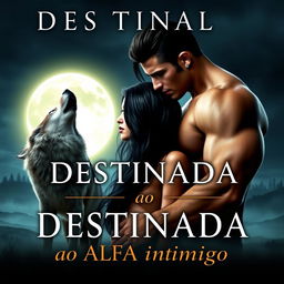 A captivating romance novel cover featuring a beautiful young woman with long black hair, entranced by a strong, handsome alpha male who exudes dominance