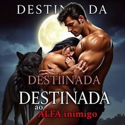 A captivating romance novel cover featuring a beautiful young woman with long black hair, entangled in a sensual and slightly erotic scene with a strong and handsome alpha male who is dominating her