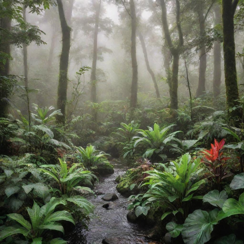 A vibrant, dynamic world teeming with lively biodiversity and diverse landscapes bathed in ever-changing weather patterns.