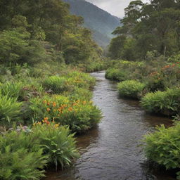 A vibrant, dynamic world teeming with lively biodiversity and diverse landscapes bathed in ever-changing weather patterns.