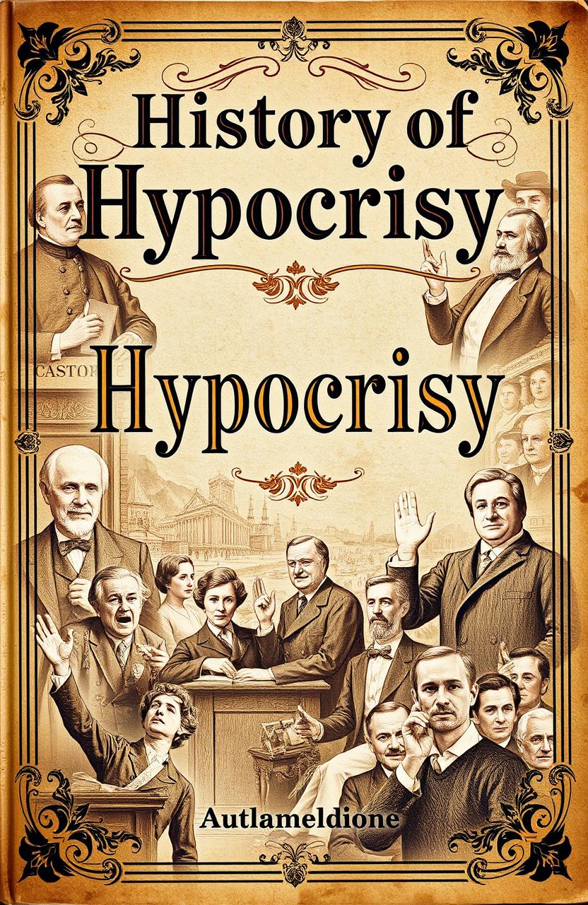 A book cover titled 'History of Hypocrisy' featuring a vintage design with a historic look and feel