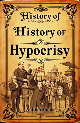 A book cover titled 'History of Hypocrisy' featuring a vintage design with a historic look and feel