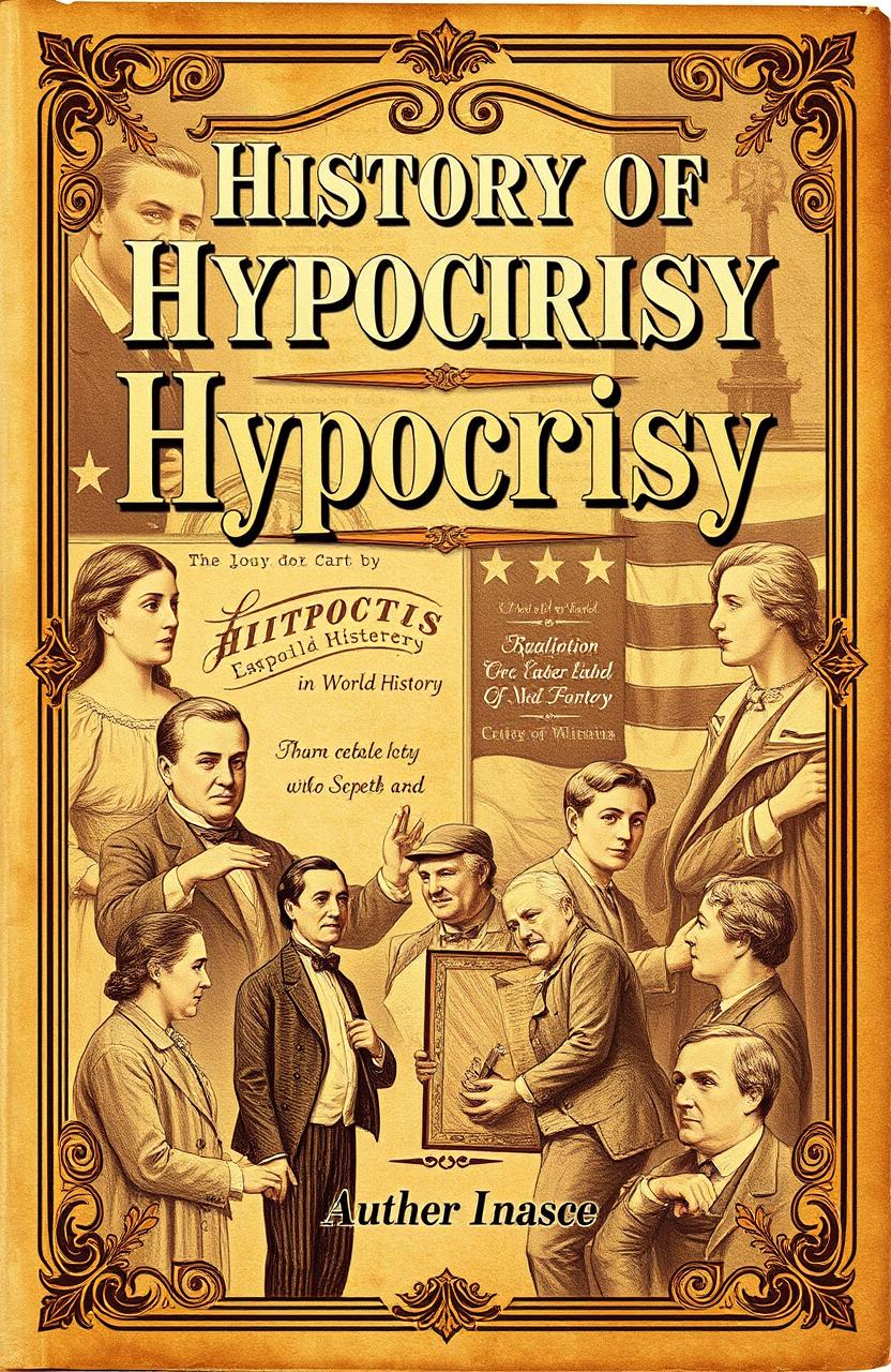 A book cover titled 'History of Hypocrisy' featuring a vintage design with a historic look and feel