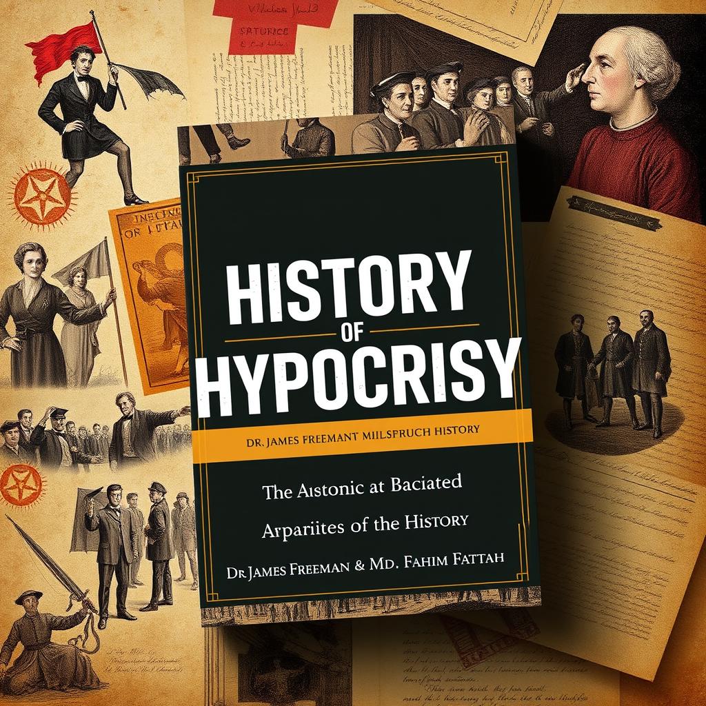 A book cover titled 'History of Hypocrisy' showcasing a modern yet historic design