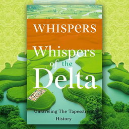 A book cover titled 'Whispers of the Delta: Unraveling the Tapestry of Bangladesh's History' designed with a modern and captivating aesthetic