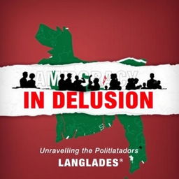 A book cover titled 'Democracy in Delusion: Unraveling the Political Paradox of Bangladesh' designed with a sleek and modern aesthetic