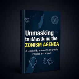 A book cover titled 'Unmasking the Zionist Agenda: A Critical Examination of Israel's Policies and Impact', featuring a sleek and modern design