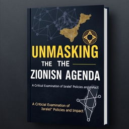 A book cover titled 'Unmasking the Zionist Agenda: A Critical Examination of Israel's Policies and Impact', featuring a sleek and modern design