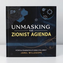 A book cover titled 'Unmasking the Zionist Agenda: A Critical Examination of Israel's Policies and Impact', featuring a contemporary and modern design