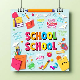 A vibrant and dynamic school poster, featuring bright colors and engaging designs that capture attention