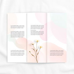 Aesthetic tri-fold brochure design, featuring a harmonious blend of soft pastel colors and subtle gradients