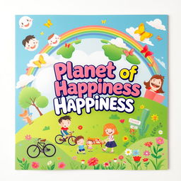 A vibrant and colorful family-themed wall poster titled "Planet of Happiness