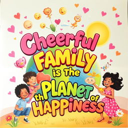 A lively and colorful wall poster titled "Cheerful Family is the Planet of Happiness