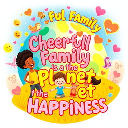 A lively and colorful wall poster titled "Cheerful Family is the Planet of Happiness