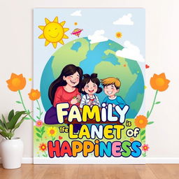 A vibrant and heartwarming wall poster titled "Family is the Planet of Happiness