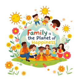 A vibrant and heartwarming wall poster titled "Family is the Planet of Happiness