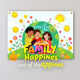 A vibrant and heartwarming wall poster titled "Family is the Planet of Happiness