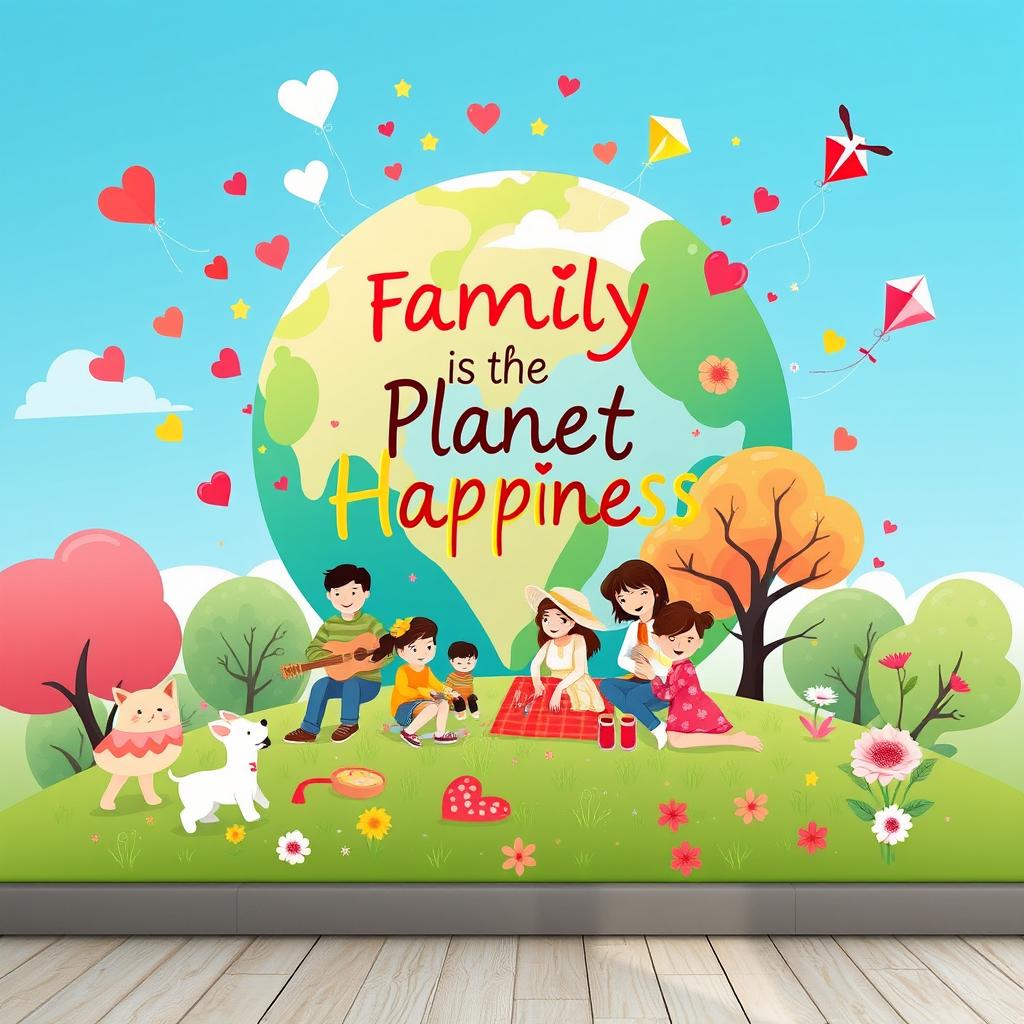 An engaging wall poster titled "Family is the Planet of Happiness