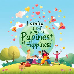 An engaging wall poster titled "Family is the Planet of Happiness