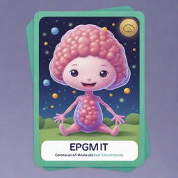 Create a cute, cartooned 'Epigenetic Mastery' card, an 'upcell' type. Envision a cell under the magic of epigenetic transformation. The design should personify the power to alter cell characteristics in an amusing, enchanting manner