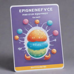 Create a cute, cartooned 'Epigenetic Mastery' card, an 'upcell' type. Envision a cell under the magic of epigenetic transformation. The design should personify the power to alter cell characteristics in an amusing, enchanting manner