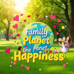 A vibrant wall poster titled "Family is the Planet of Happiness