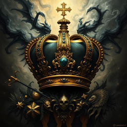 A visually striking artwork featuring regal elements combined with dark themes
