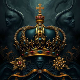 A visually striking artwork featuring regal elements combined with dark themes