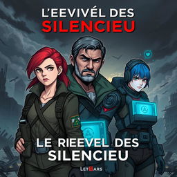 Cover art for "Le Réveil des Silencieux", featuring the main characters Lena Raikov, Kai, and Jenna