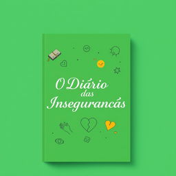 The cover design of a book titled "O Diário das Inseguranças" featuring a vibrant green background