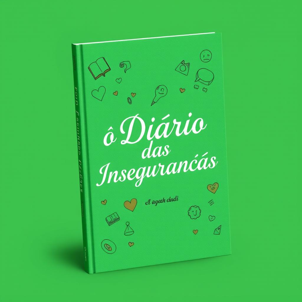 The cover design of a book titled "O Diário das Inseguranças" featuring a vibrant green background