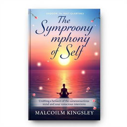 An artistic and inspiring book cover for "The Symphony of Self: Uniting Mind and Soul" by Malcolm Kingsley, illustrating the deep connection between the subconscious mind and conscious intentions