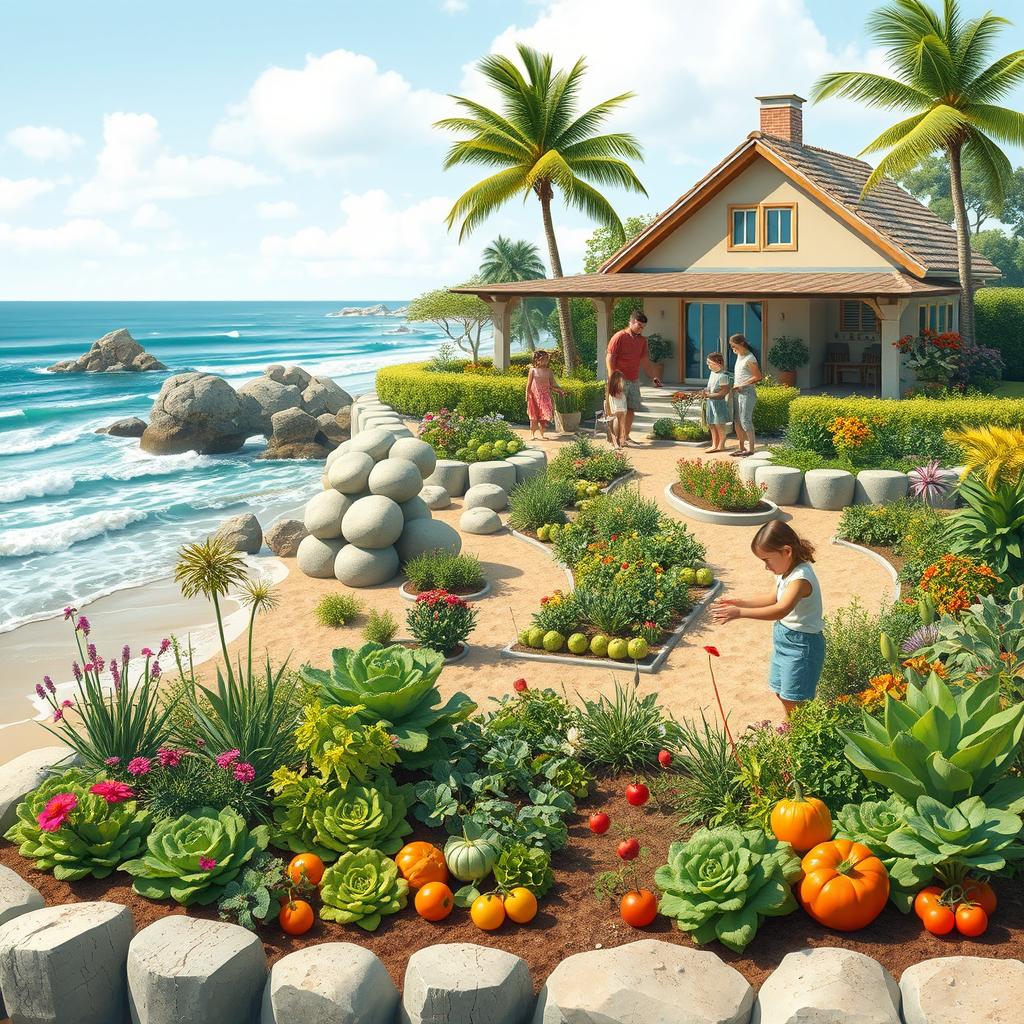 An informative depiction of a coastal residential garden installation based on the advanced Akkapalya model