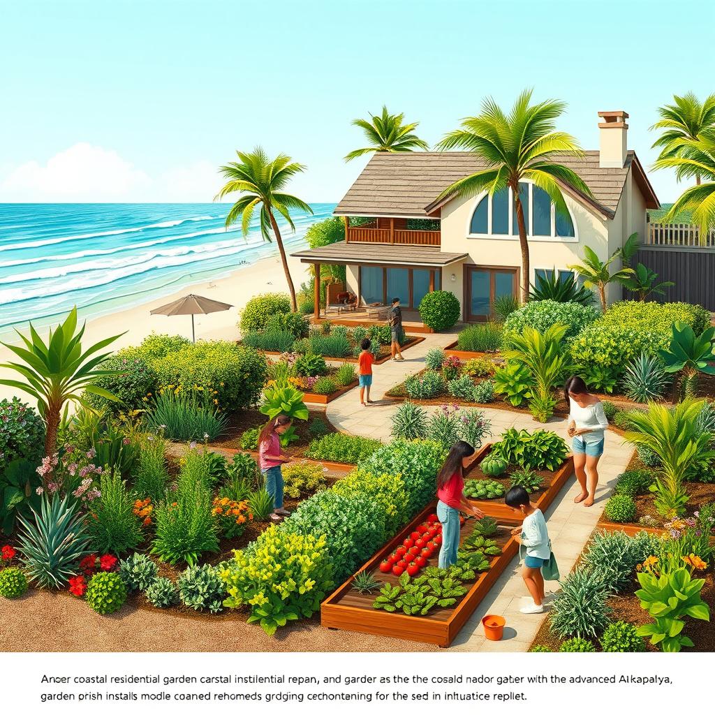 An informative depiction of a coastal residential garden installation based on the advanced Akkapalya model