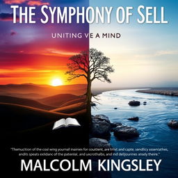 A realistic and thought-provoking book cover for "The Symphony of Self: Uniting Mind and Soul" by Malcolm Kingsley