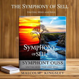 A realistic and thought-provoking book cover for "The Symphony of Self: Uniting Mind and Soul" by Malcolm Kingsley