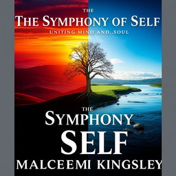 A realistic and thought-provoking book cover for "The Symphony of Self: Uniting Mind and Soul" by Malcolm Kingsley