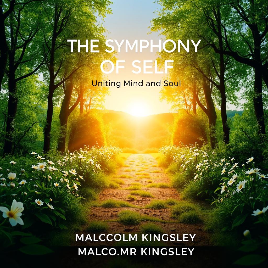 A realistic and uplifting book cover for "The Symphony of Self: Uniting Mind and Soul" by Malcolm Kingsley