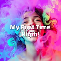 A vibrant and eye-catching YouTube thumbnail featuring a person with a joyful, slightly elevated expression, surrounded by swirling colorful smoke that adds a playful, psychedelic vibe