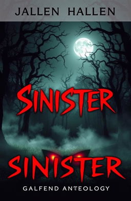 A chilling book cover for a horror anthology titled 'Sinister'