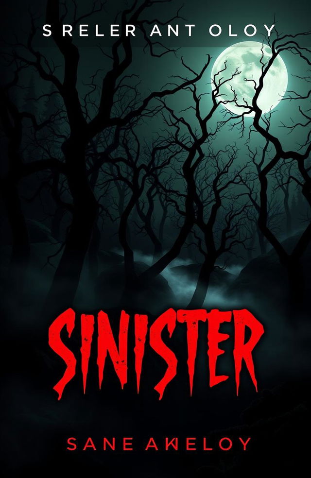 A chilling book cover for a horror anthology titled 'Sinister'