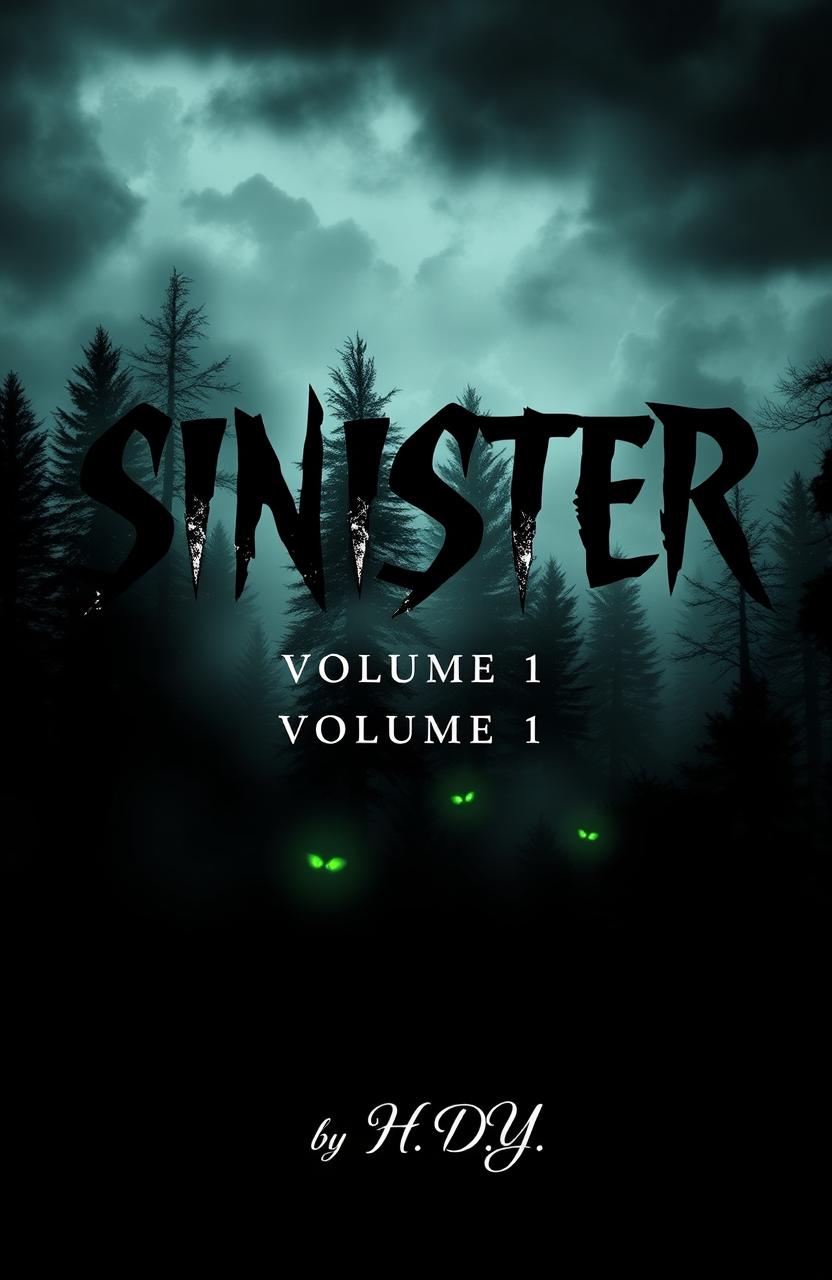 A chilling and atmospheric book cover for a horror anthology titled 'Sinister'