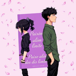 A stunning book cover in a rich lilac color, embellished with falling petals, featuring the title 'Paixão além dos limites' elegantly displayed