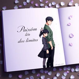 A captivating lilac page featuring falling petals, showcasing the title 'Paixão além dos limites' in an elegant font