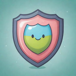 Illustrate a cute, cartoon style 'Telomere Shield' card, an 'upcell' type. Represent it as an adorable protective bubble around a cell, enhancing its lifespan and resistance. The shield should emit a radiance suggesting immunity to destructive forces.