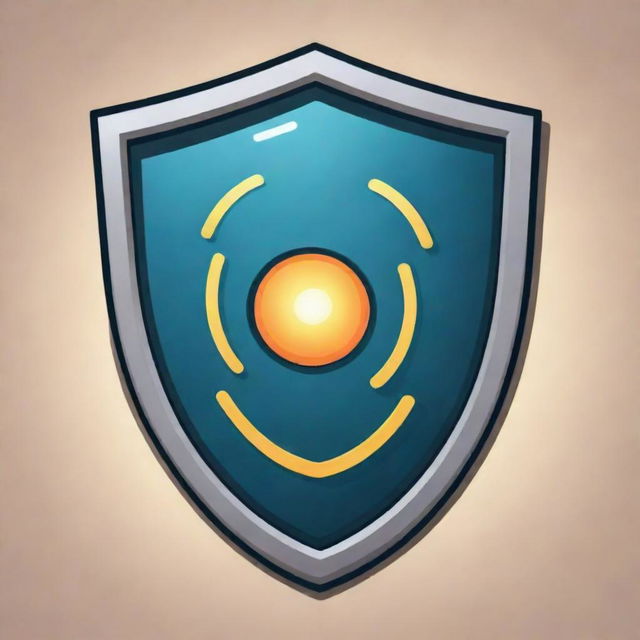 Design a cute, cartoon-style 'Telomere Shield' card, with the shield visualized as a resilient, long-living cell. The cell should be surrounded by a glowing shield, indicating increased lifespan and immunity to destructive forces.